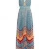 Alice + Olivia Gloria Chain-Strap Pleated Maxi Dress