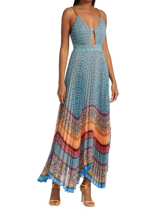 Alice + Olivia Gloria Chain-Strap Pleated Maxi Dress 2 Alice + Olivia Gloria Chain-Strap Pleated Maxi Dress - Image 2