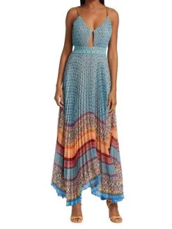 Alice + Olivia Gloria Chain-Strap Pleated Maxi Dress 9 Alice + Olivia Gloria Chain-Strap Pleated Maxi Dress -Alice + Olivia Sales unnamed file 494