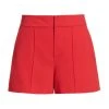 Alice + Olivia Dylan High-Waisted Pintuck Shorts Bright Poppy