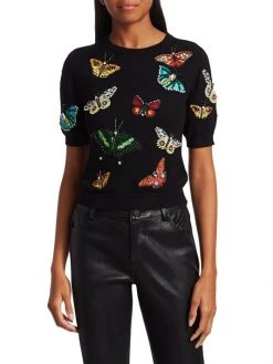 Alice + Olivia Ciara Butterfly Embroidered Sweater -Alice + Olivia Sales unnamed file 50