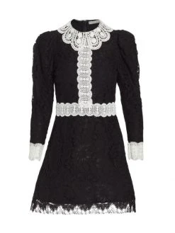 Alice + Olivia Kaitlyn Floral Lace & Crochet Minidress