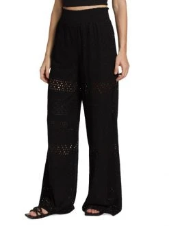 Alice + Olivia Russell Smocked Eyelet Wide-Leg Pants -Alice + Olivia Sales unnamed file 547
