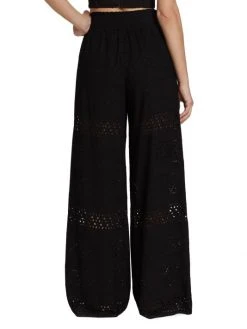 Alice + Olivia Russell Smocked Eyelet Wide-Leg Pants -Alice + Olivia Sales unnamed file 548
