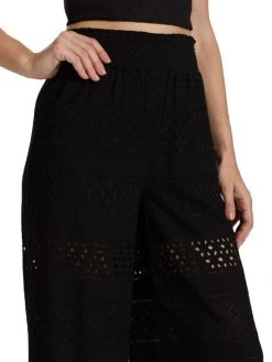 Alice + Olivia Russell Smocked Eyelet Wide-Leg Pants -Alice + Olivia Sales unnamed file 549