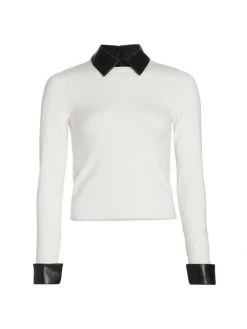 Alice + Olivia Dory Layered Sweater Soft White Black