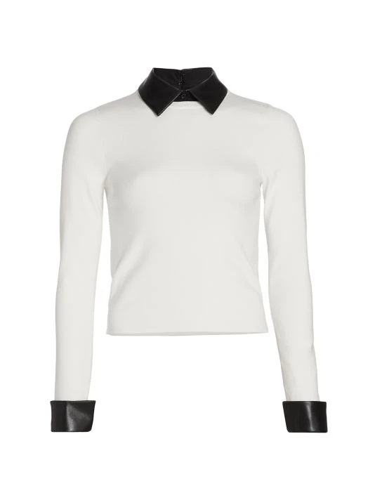 Alice + Olivia Dory Layered Sweater Soft White Black 1 Alice + Olivia Dory Layered Sweater Soft White Black