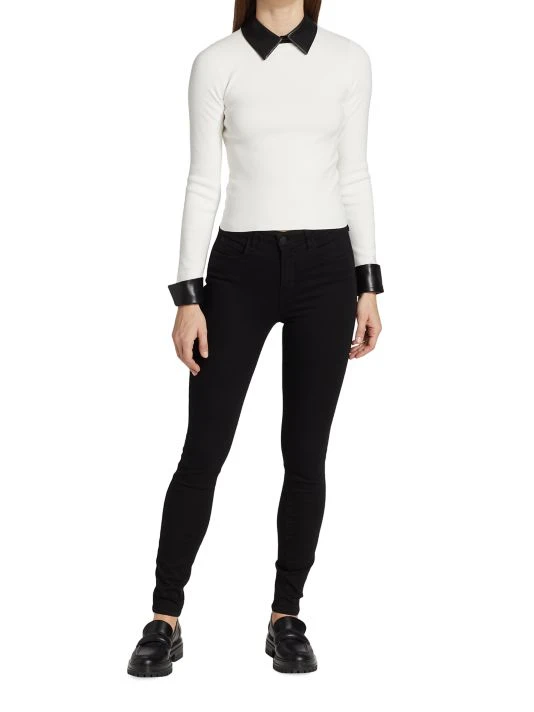 Alice + Olivia Dory Layered Sweater Soft White Black 2 Alice + Olivia Dory Layered Sweater Soft White Black - Image 2