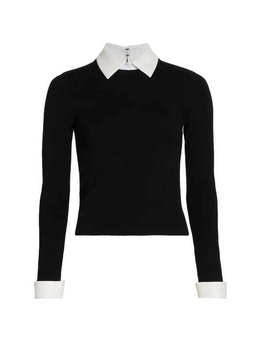 Alice + Olivia Dory Layered Sweater Soft White Black 3 Alice + Olivia Dory Layered Sweater Soft White Black - Image 3