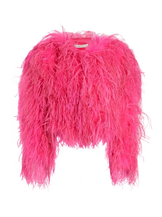 Alice + Olivia Kidman Dyed Ostrich Feather Jacket 1 Alice + Olivia Kidman Dyed Ostrich Feather Jacket