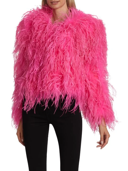 Alice + Olivia Kidman Dyed Ostrich Feather Jacket 3 Alice + Olivia Kidman Dyed Ostrich Feather Jacket - Image 3