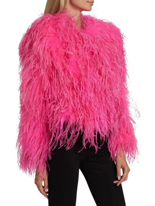 Alice + Olivia Kidman Dyed Ostrich Feather Jacket 4 Alice + Olivia Kidman Dyed Ostrich Feather Jacket - Image 4
