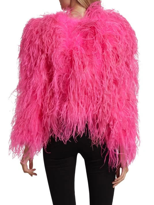 Alice + Olivia Kidman Dyed Ostrich Feather Jacket 5 Alice + Olivia Kidman Dyed Ostrich Feather Jacket - Image 5