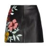 Alice + Olivia Riley Embroidered Vegan Leather Miniskirt