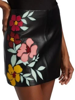 Alice + Olivia Riley Embroidered Vegan Leather Miniskirt -Alice + Olivia Sales unnamed file 595