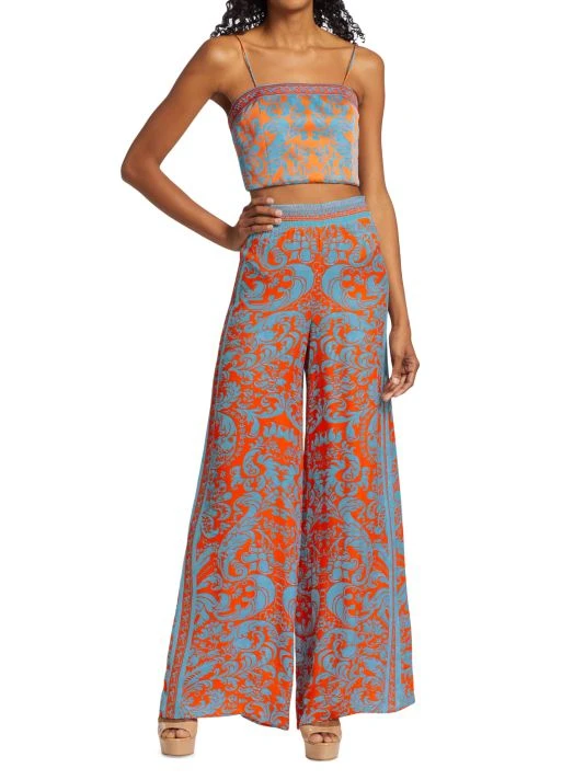 Alice + Olivia Athena Printed Wide-Leg Pants 2 Alice + Olivia Athena Printed Wide-Leg Pants - Image 2