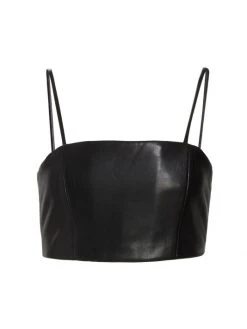 Alice + Olivia Pearle Vegan Leather Crop Top