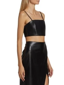 Alice + Olivia Pearle Vegan Leather Crop Top -Alice + Olivia Sales unnamed file 621