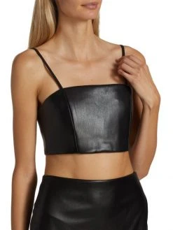 Alice + Olivia Pearle Vegan Leather Crop Top -Alice + Olivia Sales unnamed file 623