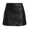 Alice + Olivia Riley Lamb Leather Miniskirt Black