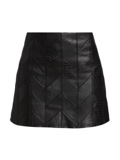 Alice + Olivia Riley Lamb Leather Miniskirt Black -Alice + Olivia Sales unnamed file 696