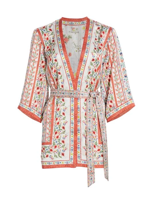Alice + Olivia Domino Floral Satin Kimono 1 Alice + Olivia Domino Floral Satin Kimono