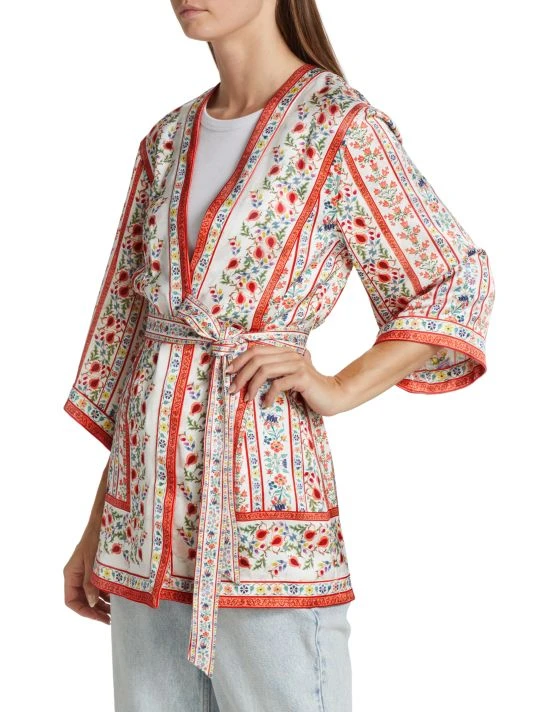 Alice + Olivia Domino Floral Satin Kimono 4 Alice + Olivia Domino Floral Satin Kimono - Image 4
