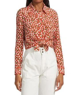 Alice + Olivia Willa Strawberry Silk Shirt -Alice + Olivia Sales unnamed file 711