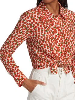 Alice + Olivia Willa Strawberry Silk Shirt -Alice + Olivia Sales unnamed file 714