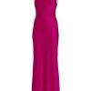 Alice + Olivia Montana Satin Cowlneck Gown Raspberry