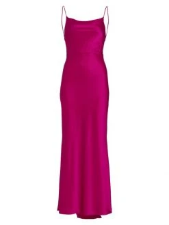 Alice + Olivia Montana Satin Cowlneck Gown Raspberry -Alice + Olivia Sales unnamed file 729