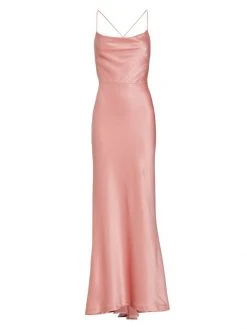 Alice + Olivia Montana Satin Cowlneck Gown Raspberry -Alice + Olivia Sales unnamed file 730