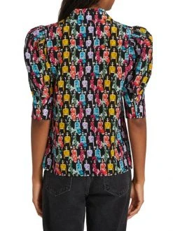 Alice + Olivia Willa Printed Puff-Sleeve Shirt -Alice + Olivia Sales unnamed file 749