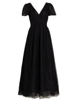 Alice + Olivia Charlsie Smocked-Waist Maxi Dress Powder Blue -Alice + Olivia Sales unnamed file 774