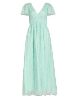 Alice + Olivia Charlsie Smocked-Waist Maxi Dress Powder Blue -Alice + Olivia Sales unnamed file 776