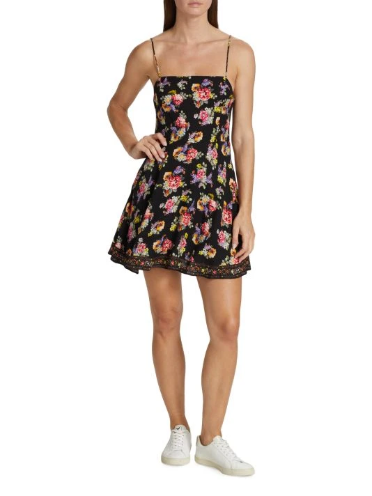 Alice + Olivia Glinda Printed Smocked Crepe Minidress 2 Alice + Olivia Glinda Printed Smocked Crepe Minidress - Image 2