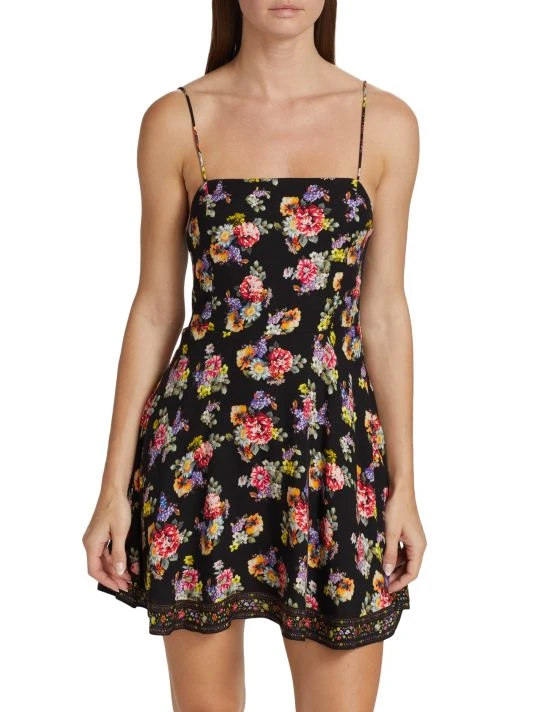 Alice + Olivia Glinda Printed Smocked Crepe Minidress 3 Alice + Olivia Glinda Printed Smocked Crepe Minidress - Image 3