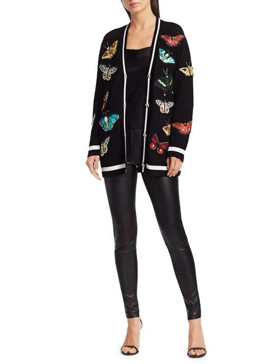 Alice + Olivia Bradford Butterfly Embroidered Cardigan 2 Alice + Olivia Bradford Butterfly Embroidered Cardigan - Image 2