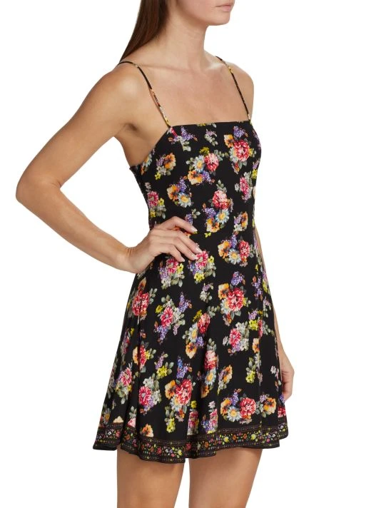 Alice + Olivia Glinda Printed Smocked Crepe Minidress 4 Alice + Olivia Glinda Printed Smocked Crepe Minidress - Image 4