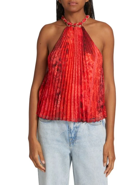 Alice + Olivia Alycia Pleated Halterneck Top 3 Alice + Olivia Alycia Pleated Halterneck Top - Image 3