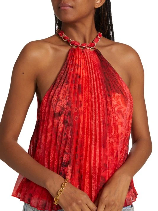 Alice + Olivia Alycia Pleated Halterneck Top 6 Alice + Olivia Alycia Pleated Halterneck Top - Image 6