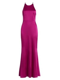 Alice + Olivia Samia Stretch Silk Gown Raspberry
