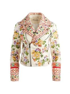 Alice + Olivia Cody Embellished Leather Moto Jacket