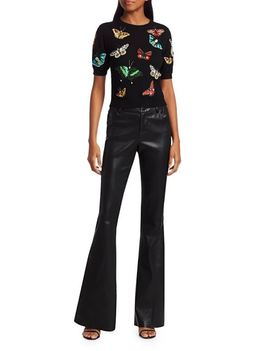 Alice + Olivia Ciara Butterfly Embroidery Stretch-Wool Pullover 2 Alice + Olivia Ciara Butterfly Embroidery Stretch-Wool Pullover - Image 2