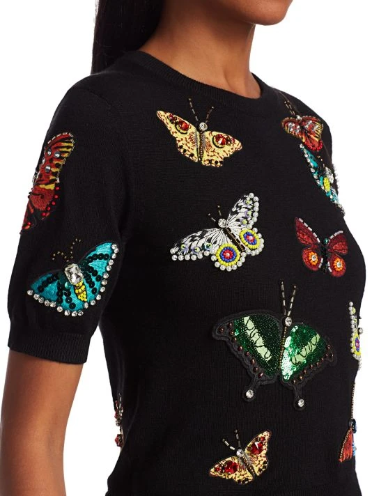 Alice + Olivia Ciara Butterfly Embroidery Stretch-Wool Pullover 6 Alice + Olivia Ciara Butterfly Embroidery Stretch-Wool Pullover - Image 6