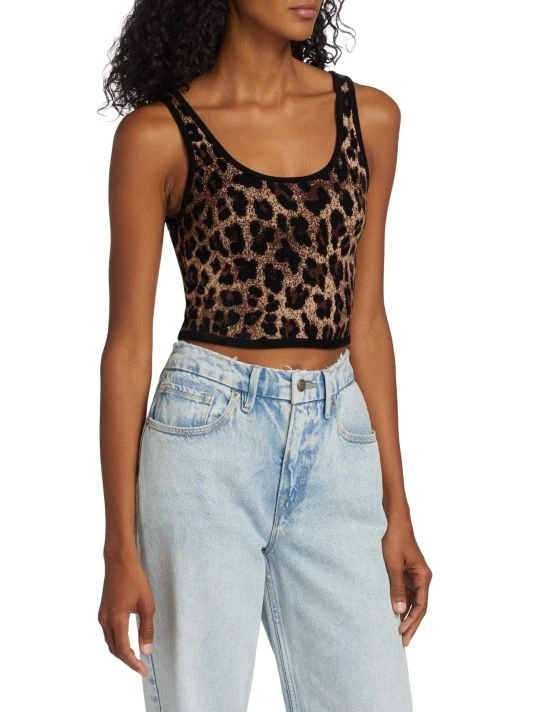 Alice + Olivia Daryn Leopard Cropped Tank 4 Alice + Olivia Daryn Leopard Cropped Tank - Image 4