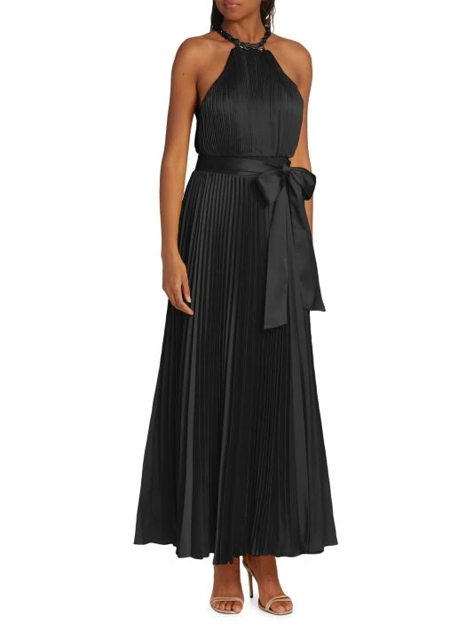 Alice + Olivia Alycia Pleated Halter Dress 2 Alice + Olivia Alycia Pleated Halter Dress - Image 2