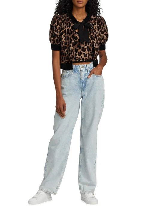 Alice + Olivia Kitty Leopard Puff-Sleeve Cardigan 2 Alice + Olivia Kitty Leopard Puff-Sleeve Cardigan - Image 2