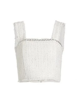 Alice + Olivia Coralie Frayed Crop Top