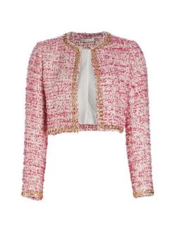 Alice + Olivia Kidman Chain-Trim Cropped Jacket